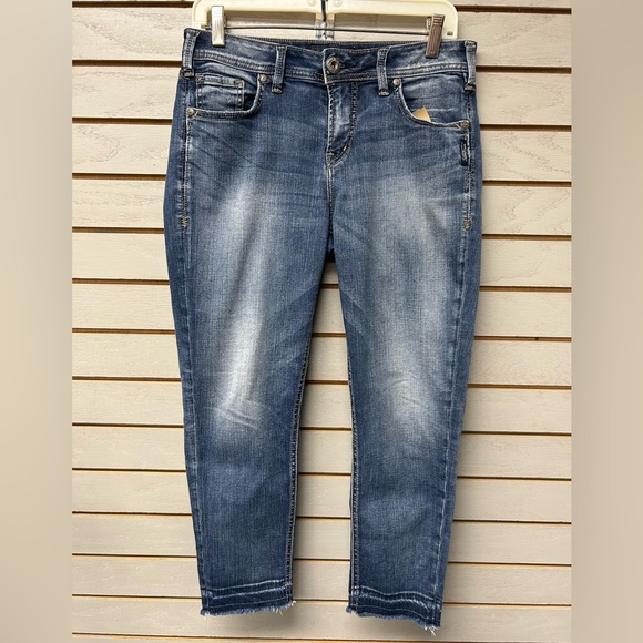 Silver Jeans Denim - Silver Jeans Women's Faded Blue Skinny Jean Capri